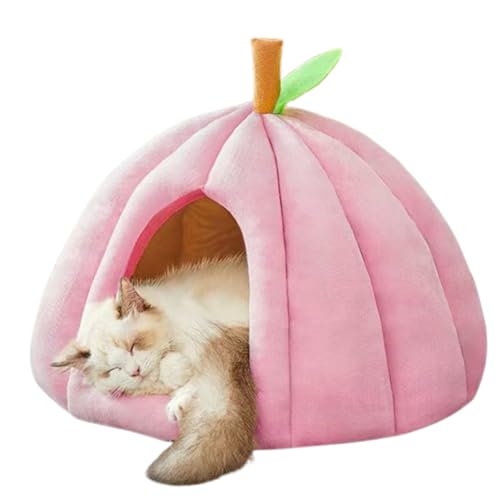 Katzen Haus Caves,Kürbis Katzenbett, Kürbis Katzenhöhle, Halloween Katzenbett, Katzenbetten Katzen Haus Drinnen,Geschlossene Thermische Katzenhaus (Rosa,L) von Xiyocadt