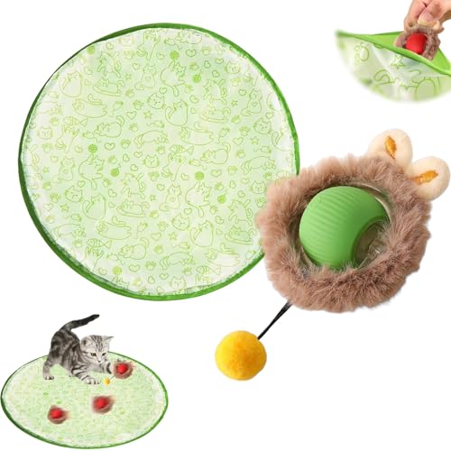Katzenspielteppich, Interaktives Spielzeug Für Katzen Mit Doppelschicht Jagdabdeckung, Katzenspielzeugball Matte Für Katzen Im Innenbereich, Mäusefangspiel Für Stimuliert Den Jagdinstinkt (1 Set-Grün) Katzenspielteppich, Interaktives Spielzeug Für Katzen Mit Doppelschicht Jagdabdeckung, Katzenspielzeugball Matte Für Katzen Im Innenbereich, Mäusefangspiel Für Stimuliert Den Jagdinstinkt (1 Set-Grün) von Xiyocadt