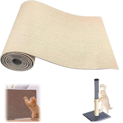 Kratzwand Für Katzen,Katzenkratzschutz Für Couch,Kratzteppich Selbstklebend, Kratzmatte Katze Wand,Schneidbarer Katzen Kratzschutz Selbstklebend Für Sofa Couch Möbel Tür Wand (Khaki,200 x 40 cm) von Xiyocadt
