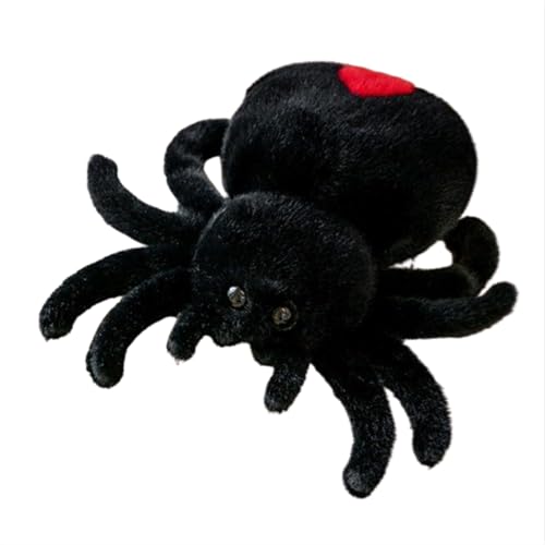 Plüsch-Hundespielzeug, weiches Kauspielzeug für kleine und mittelgrubse Hunde, Stofftier Spinnenplüschtier Schwarze Spinne Plüschpuppe für Kinder & Erwachsene tolle Geschenkidee (25cm,schwarz) von Xiyocadt