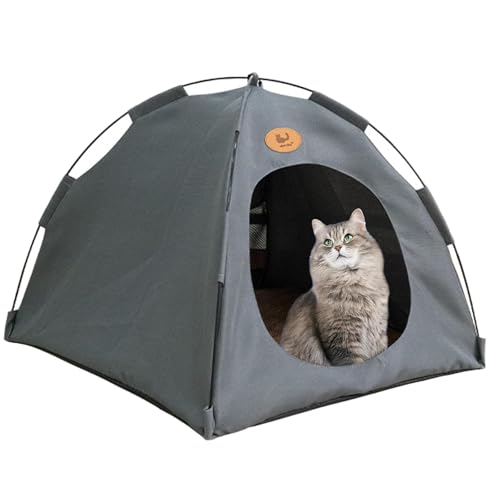 Premium Katzen Kühlzelt, Katzen-Campingzelt, Haustierzelt FüR Innen Und AußEn, Atmungsaktiv Und Stabil, Abnehmbar Und Waschbar, Ideal Als KüHlzelt Strandzelt Oder Katzenhaus (Grey, L) von Xiyocadt