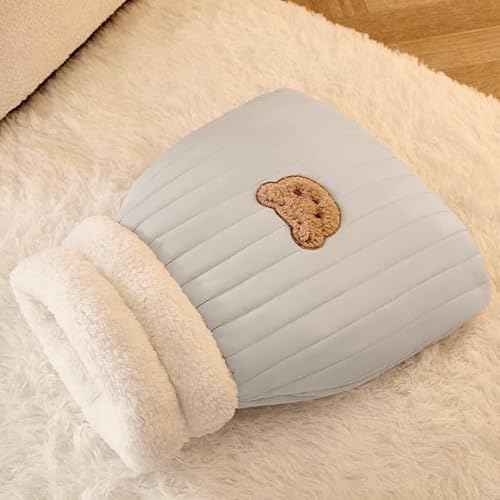 Schlafsack Hund & Katzen Schlafsack Winter - Wärmendes Haustiernest für Katzen und Hunde, Kuschelbett zum Ausruhen & Verstecken für Zuhause, Auto, Weihnachten (Blaugrau (veredelt),M) von Xiyocadt