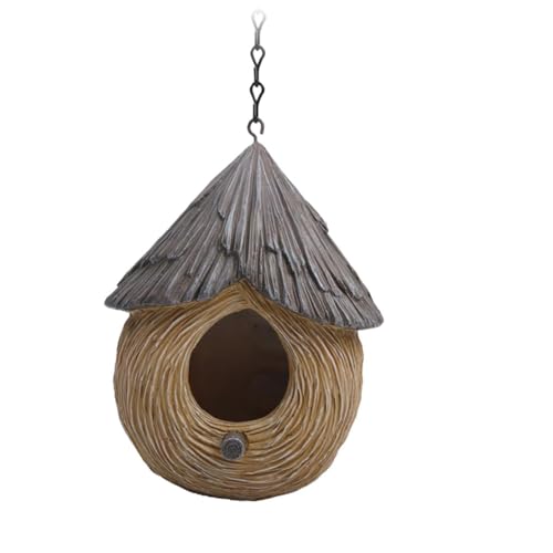 Vogelnest Gras, Handgewebte Vogelhäuser, Verschleißfest Hängender Vogelnest, Geschenk für Vogelliebhaber, Rustikale Harzfigur, Aufhängen Gras Bird Nest für Wellensittich (daocao,1pcs) von Xiyocadt