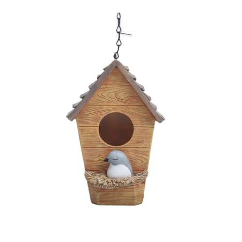 Vogelnest Gras, Handgewebte Vogelhäuser, Verschleißfest Hängender Vogelnest, Geschenk für Vogelliebhaber, Rustikale Harzfigur, Aufhängen Gras Bird Nest für Wellensittich (fangmu,1pcs) von Xiyocadt