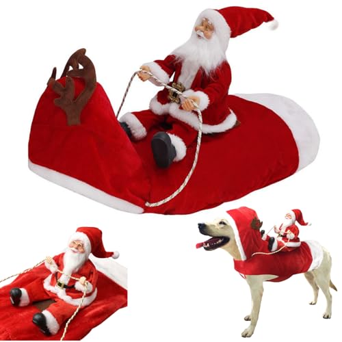 Weihnachtskostüme für Hunde, Weihnachtsanzüge für Haustiere, Weihnachtsmann-Kostüme für Hunde, Weihnachtskleidung für Haustiere, Weihnachtsmann-Kostüme zum Reiten, Weihnachtskleidung (A,2XL) von Xiyocadt