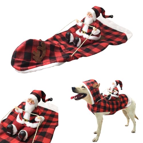 Weihnachtskostüme für Hunde, Weihnachtsanzüge für Haustiere, Weihnachtsmann-Kostüme für Hunde, Weihnachtskleidung für Haustiere, Weihnachtsmann-Kostüme zum Reiten, Weihnachtskleidung (C,S) von Xiyocadt