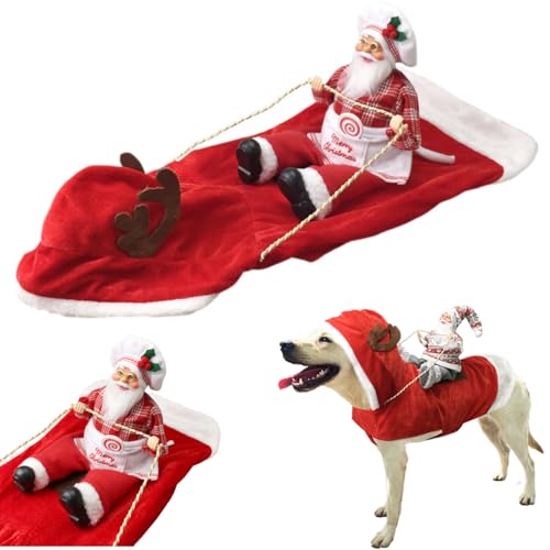 Weihnachtskostüme für Hunde, Weihnachtsanzüge für Haustiere, Weihnachtsmann-Kostüme für Hunde, Weihnachtskleidung für Haustiere, Weihnachtsmann-Kostüme zum Reiten, Weihnachtskleidung (D,L) von Xiyocadt