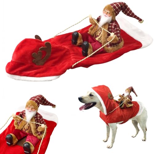 Weihnachtskostüme für Hunde, Weihnachtsanzüge für Haustiere, Weihnachtsmann-Kostüme für Hunde, Weihnachtskleidung für Haustiere, Weihnachtsmann-Kostüme zum Reiten, Weihnachtskleidung (E,S) von Xiyocadt