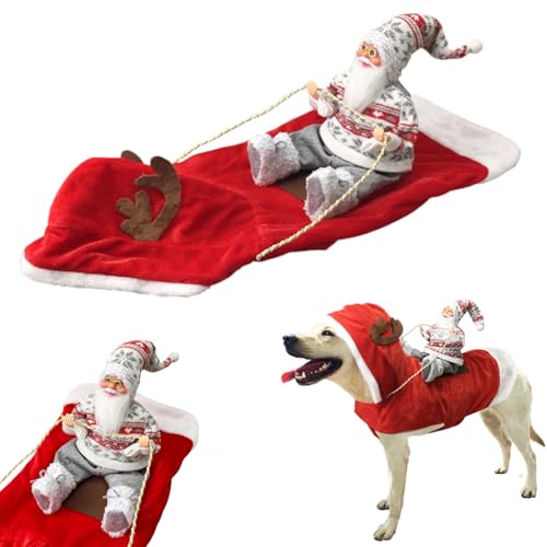 Weihnachtskostüme für Hunde, Weihnachtsanzüge für Haustiere, Weihnachtsmann-Kostüme für Hunde, Weihnachtskleidung für Haustiere, Weihnachtsmann-Kostüme zum Reiten, Weihnachtskleidung (F,S) von Xiyocadt