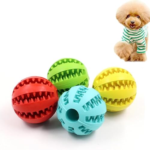 Xiyocadt 4 Stück Robuster Hunde Ball, Hundeball mit Zahnpflege Funktion, Kauspielzeug aus Naturgummi, Hundezahn Reinigungs Spielzeugball, Bissfestes Hundespielzeug für Hunde (4 Stück,5 cm) von Xiyocadt