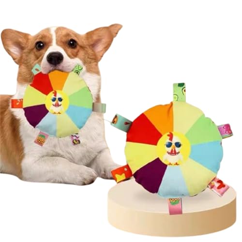 Xiyocadt Dog Flying Disc Toy Soft Rainbow Plush Flying Saucer Pet Toss Toy with Bell Interactive Fetch Training Toy for Small Medium Large Dogs, Durable Outdoor Puppy Chew Toy for Playtime (16CM,B) von Xiyocadt