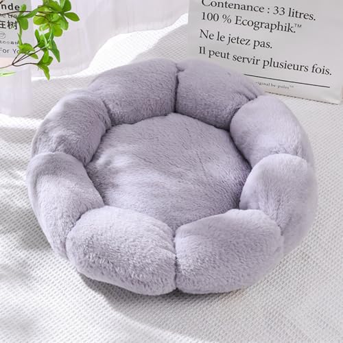 Xiyocadt Hundebet Katzenbett, Donut Plüsch Haustierbett, niedliche Blumenform Hundehütte Hundesofa, Katzenkorb, für Kleine Bis Mittelgro ß e Hunde und Katzen (60cm,Grau) von Xiyocadt