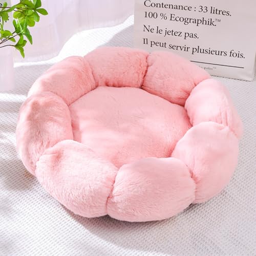 Xiyocadt Hundebet Katzenbett, Donut Plüsch Haustierbett, niedliche Blumenform Hundehütte Hundesofa, Katzenkorb, für Kleine Bis Mittelgro ß e Hunde und Katzen (60cm,Rosa) von Xiyocadt