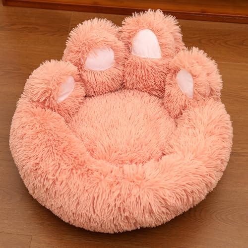 Xiyocadt Hundebett, Katzenbett Flauschig,Donut Haustierbett, rutschfeste Plüsch Hundekörbchen,Plüsch Kunstfell Nest, für Kleine und Mittelgroße Hunde und Katzen (100cm,Rosa) von Xiyocadt