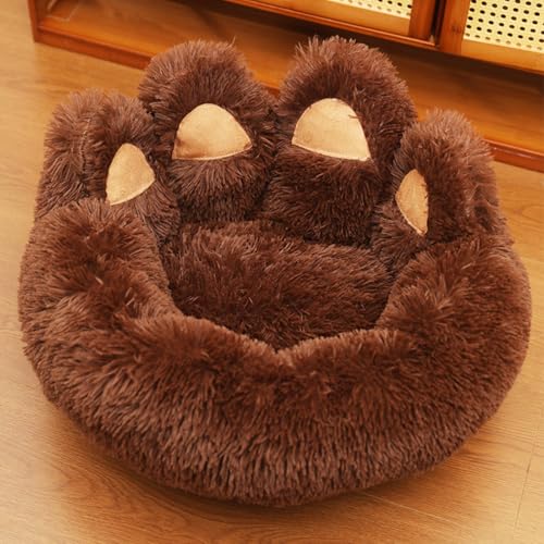 Xiyocadt Hundebett, Katzenbett Flauschig,Donut Haustierbett, rutschfeste Plüsch Hundekörbchen,Plüsch Kunstfell Nest, für Kleine und Mittelgroße Hunde und Katzen (80cm,Braun) von Xiyocadt