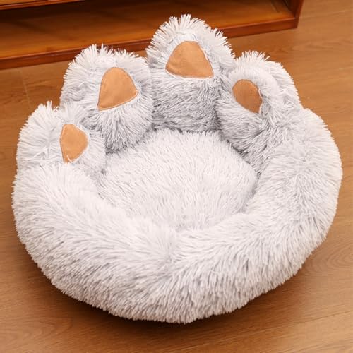 Xiyocadt Hundebett, Katzenbett Flauschig,Donut Haustierbett, rutschfeste Plüsch Hundekörbchen,Plüsch Kunstfell Nest, für Kleine und Mittelgroße Hunde und Katzen (80cm,Grau) von Xiyocadt