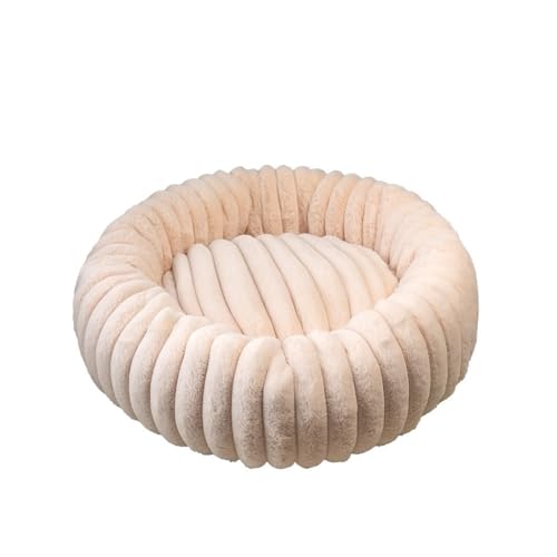 Xiyocadt Hundebett Flauschig Rund Donut Katzenbett Hundekissen Hundesofa Katzenkorb Kuscheliges Hundekorb für Kleine, Mittelgroße Katzen, Hunde und Andere Haustiere (70cm,Beige) von Xiyocadt