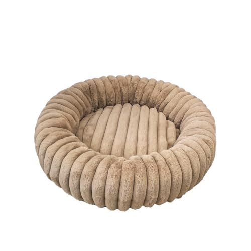 Xiyocadt Hundebett Flauschig Rund Donut Katzenbett Hundekissen Hundesofa Katzenkorb Kuscheliges Hundekorb für Kleine, Mittelgroße Katzen, Hunde und Andere Haustiere (70cm,Khaki) von Xiyocadt