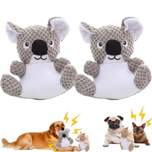 Xiyocadt Interaktives Hundespielzeug Quietschend, Hunde Plüschtier Unzerstörbar Für Aggressive Kauer, Koala Kuscheltier Grau Für Hunde, Bissfeste Zähne Lustiges Hundespielzeug Robustes (Koala*2) von Xiyocadt