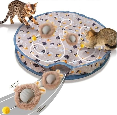 Xiyocadt Interaktives Katzenspielzeug, Katze Spielmatte Ball, 2 in 1interactive Katzen Spielzeug, Katzen Spielteppich, Katzenspielzeug Selbstbeschäftigung Matte Mit Ball, Mäusefangspiel (1 Set-Grau) Xiyocadt Interaktives Katzenspielzeug, Katze Spielmatte Ball, 2 in 1interactive Katzen Spielzeug, Katzen Spielteppich, Katzenspielzeug Selbstbeschäftigung Matte Mit Ball, Mäusefangspiel (1 Set-Grau) von Xiyocadt