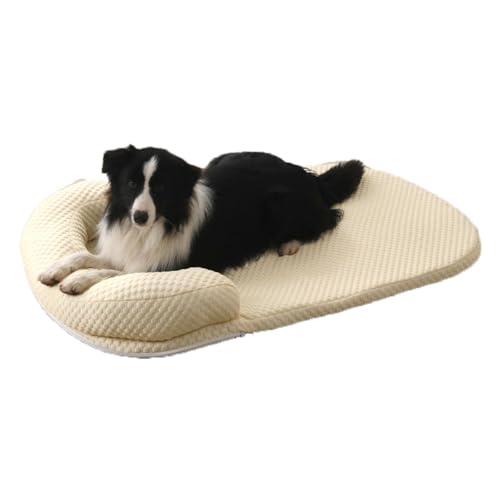 Xiyocadt Kühlmatte für Hunde Katzen, Sommer Selbstkühlend Haustiermatte, Kühlpad Kühlkissen, rutschfeste Komfortabel Kühlbett für Zuhause, Auto Und Garten (Beige,L(100x75 cm, 25 kg oder weniger)) von Xiyocadt