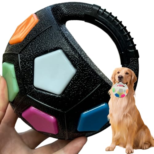 Xiyocadt The Mellow Dog Calming Ball, Hundespielzeug Hundeball Squeaker, Dog Ball with Handle, Hundeball Quietschend Unzerstörbar, Interaktiver Spielball für Hunde (Schwarz) von Xiyocadt