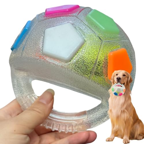 Xiyocadt The Mellow Dog Calming Ball, Hundespielzeug Hundeball Squeaker, Dog Ball with Handle, Hundeball Quietschend Unzerstörbar, Interaktiver Spielball für Hunde (Transparent) von Xiyocadt