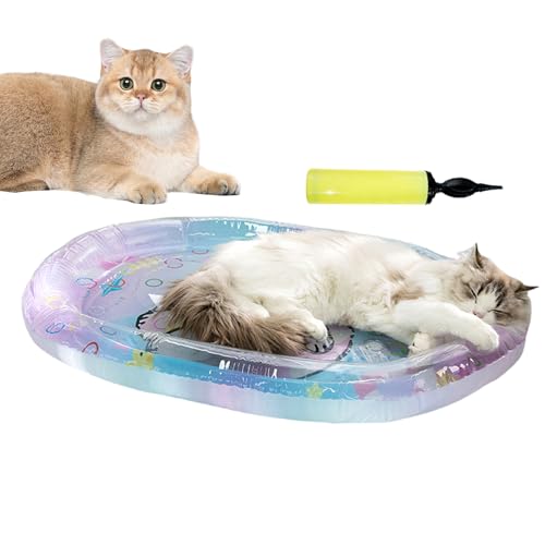 Xmccvt Wassermatte Für Katzen | Katzen Kühlmatte Mit Luftpumpe,Haustier Spielzeug, Wasser Sinnes Spielmatte Für Innen Außen Boden Entspannung Unterhaltung | Für Zuhause Indoor Boden von Xmccvt