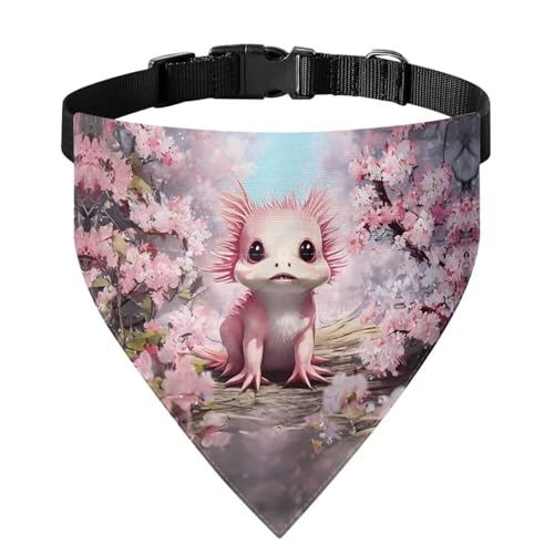 Xoenoiee Axolotl Bandana für Hunde und Katzen, wendbar, mit verstellbarer Schnalle, weiche Haustierbekleidung, Haustierkostüm, Dekoration, Größe M, Rosa von Xoenoiee