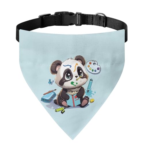 Xoenoiee Bandana für Hunde und Katzen, niedliches Panda-Motiv, weiches Halstuch, verstellbar, Haustier-Bandana mit Schnalle und Metallring für einfache Befestigung der Leine, für mittelgroße Haustiere von Xoenoiee