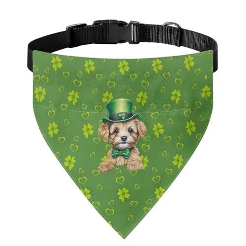 Xoenoiee Bandana mit Yorkshire Terrier-Aufdruck, für Hunde und Katzen, Lätzchen, Kleeblatt, St. Patrick's Day, weicher Schal, verstellbares Haustierkostüm, Haustier-Bandana mit Schnalle, für kleine von Xoenoiee