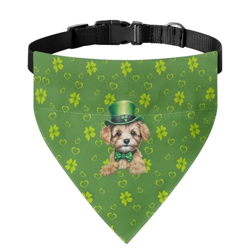 Xoenoiee Bandana mit Yorkshire Terrier-Aufdruck, für Hunde und Katzen, Lätzchen, Kleeblatt, St. Patrick's Day, weicher Schal, verstellbares Haustierkostüm, Haustier-Bandana mit Schnalle, für von Xoenoiee