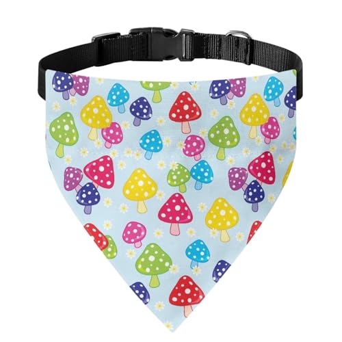 Xoenoiee Bandana mit buntem Pilz-/Gänseblümchen-Aufdruck, wendbar, für Hunde und Katzen, mit verstellbarer Schnalle, weiche Haustierbekleidung, Haustierkostüm, Dekoration, Größe L von Xoenoiee