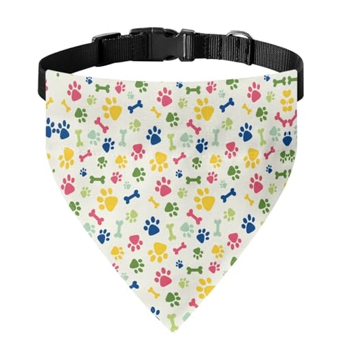 Xoenoiee Buntes Hundehalstuch mit Pfotenknochenmuster, weiches Hundehalstuch, Halsband mit verstellbarer Schnalle und Metallring zum Aufhängen der Leine, Haustier-Lätzchen, Kostüm, passend für die Xoenoiee Buntes Hundehalstuch mit Pfotenknochenmuster, weiches Hundehalstuch, Halsband mit verstellbarer Schnalle und Metallring zum Aufhängen der Leine, Haustier-Lätzchen, Kostüm, passend für die von Xoenoiee