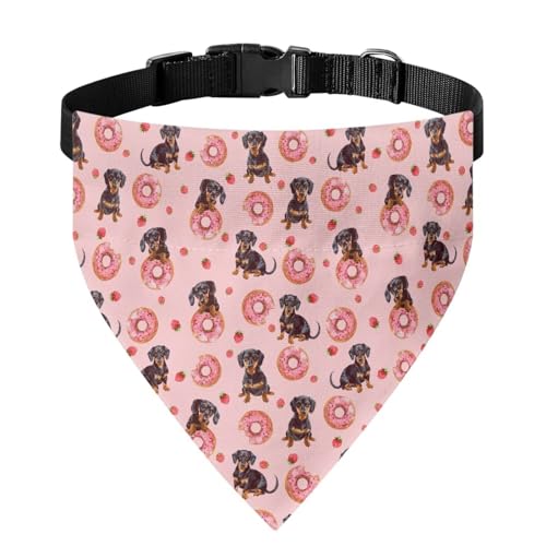 Xoenoiee Dackel-Hundehalstuch, Donuts, Erdbeerrosa Muster, Hundehalstuch, wendbar, Haustier-Lätzchen, Dreieck, Hundehalstuch mit verstellbarer Schnalle und Metallring, Größe S Xoenoiee Dackel-Hundehalstuch, Donuts, Erdbeerrosa Muster, Hundehalstuch, wendbar, Haustier-Lätzchen, Dreieck, Hundehalstuch mit verstellbarer Schnalle und Metallring, Größe S von Xoenoiee