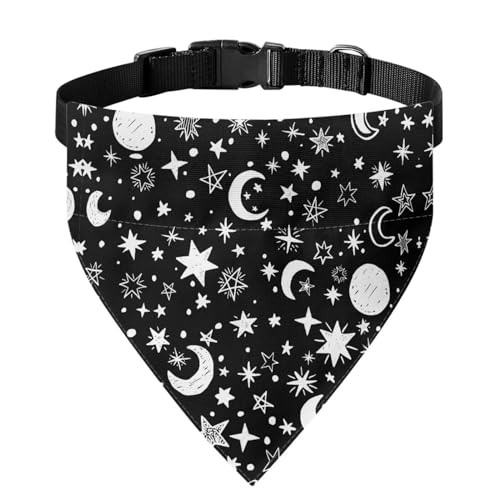 Xoenoiee Halstuch, Halsband für Hunde und Katzen, mit Sternen- und Mondmuster, weicher Schal, verstellbares Haustier-Kostüm, Haustier-Bandana mit Schnalle und Metallring für einfache Befestigung der von Xoenoiee