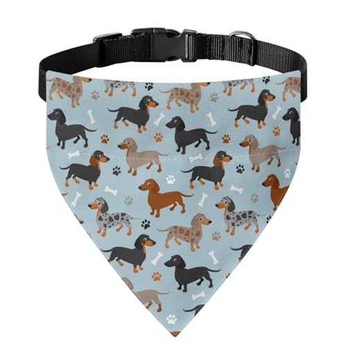 Xoenoiee Hundehalstuch, Dackel, Pfotenknochen, bequem, wendbar, verstellbar, mit Schnalle und Metallring, Haustier-Bandana, Halsband, für große Haustiere von Xoenoiee