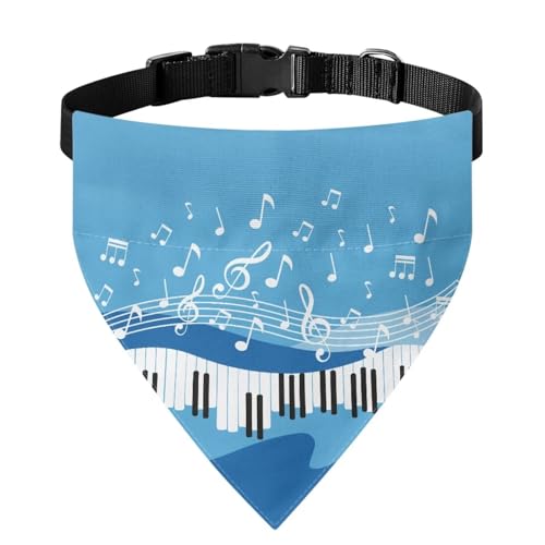 Xoenoiee Hundehalstuch, Halsband mit Klaviermusiknoten, blaues Muster, für Hunde und Katzen, weich, verstellbar, mit Schnalle und Metallring, Haustierbekleidung, für kleine Haustiere Xoenoiee Hundehalstuch, Halsband mit Klaviermusiknoten, blaues Muster, für Hunde und Katzen, weich, verstellbar, mit Schnalle und Metallring, Haustierbekleidung, für kleine Haustiere von Xoenoiee