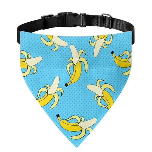 Xoenoiee Hundehalstuch, Vintage-Pop-Art-Bananenmuster, weiches Haustier-Lätzchen mit verstellbarer Schnalle, Haustier-Bandana-Halsband mit Metallring für einfache Befestigung der Leine, für große von Xoenoiee