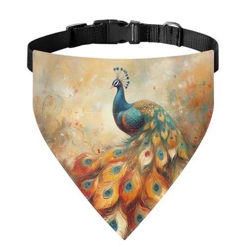 Xoenoiee Hundehalstuch, elegantes Pfauenmuster, weiches Haustier-Lätzchen mit verstellbarer Schnalle, Haustier-Bandana-Halsband mit Metallring für einfache Befestigung der Leine, Größe S Xoenoiee Hundehalstuch, elegantes Pfauenmuster, weiches Haustier-Lätzchen mit verstellbarer Schnalle, Haustier-Bandana-Halsband mit Metallring für einfache Befestigung der Leine, Größe S von Xoenoiee