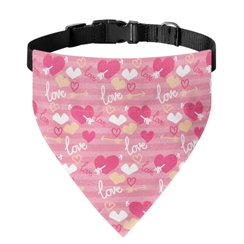 Xoenoiee Hundehalstuch in Herzform, bequemes Haustier-Lätzchen, Valentinstag, Deocr wendbar, verstellbar, mit Schnalle und Metallring, Haustier-Bandana, Halsband, für kleine Haustiere von Xoenoiee