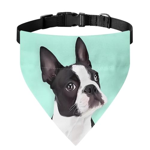 Xoenoiee Hundehalstuch mit Bulldoggen-Muster, wendbar, dreieckig, mit verstellbarer Schnalle und Metallring, für kleine Haustiere von Xoenoiee