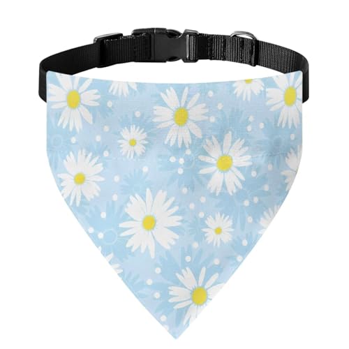 Xoenoiee Hundehalstuch mit Gänseblümchen-Blumenmuster, weich, verstellbar, mit Schnalle und Metallring für einfache Befestigung der Leine, für große Haustiere, Blau Xoenoiee Hundehalstuch mit Gänseblümchen-Blumenmuster, weich, verstellbar, mit Schnalle und Metallring für einfache Befestigung der Leine, für große Haustiere, Blau von Xoenoiee