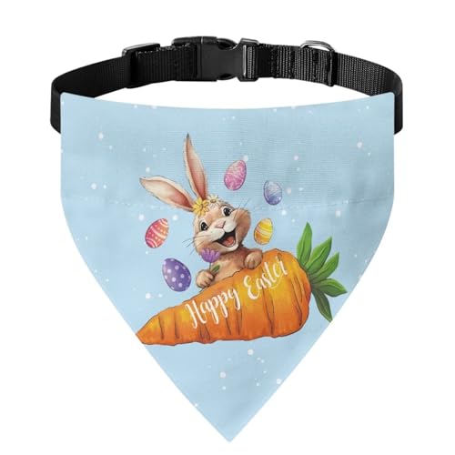 Xoenoiee Hundehalstuch mit Kaninchen, Karotte, Osterei-Druck, Katze, Hund, Halstuch, Halsband mit Schnalle, wendbar, verstellbar, weiches Haustierkostüm, Haustier-Apperal, Größe M Xoenoiee Hundehalstuch mit Kaninchen, Karotte, Osterei-Druck, Katze, Hund, Halstuch, Halsband mit Schnalle, wendbar, verstellbar, weiches Haustierkostüm, Haustier-Apperal, Größe M von Xoenoiee