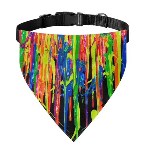 Xoenoiee Hundehalstuch mit buntem Farbmuster, wendbar, Dreieck, mit verstellbarer Schnalle und Metallring, Größe L Xoenoiee Hundehalstuch mit buntem Farbmuster, wendbar, Dreieck, mit verstellbarer Schnalle und Metallring, Größe L von Xoenoiee