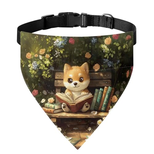 Xoenoiee Niedliches Hundebücher, Hundehalstuch, Halsband mit Blumenmuster, weich, verstellbar, Haustier-Bandana, Halsband mit Schnalle und Metallring, Größe L Xoenoiee Niedliches Hundebücher, Hundehalstuch, Halsband mit Blumenmuster, weich, verstellbar, Haustier-Bandana, Halsband mit Schnalle und Metallring, Größe L von Xoenoiee