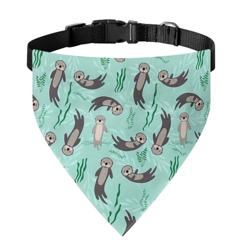 Xoenoiee Otters Katzenhalstuch, weiches Halstuch, verstellbares Haustier-Kostüm, Haustier-Bandana mit Schnalle und Metallring für einfache Befestigung der Leine, Größe M von Xoenoiee