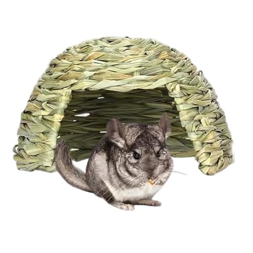 Hamster Versteck 11 x 7 Zoll Gras Meerschweinehaus gewebter Hasen Versteck für Käfig warm warm hält Haustier Vorräte für kleine Haustiere von Xoeryoy