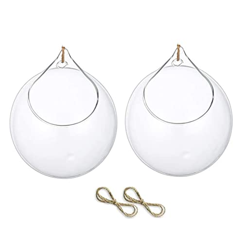 Xoeryoy Hanging Glass Terrarium Succulents Pflanzer Globe Luftfarnpflanzen Halter Vase -Hanger mit großen Öffnen 10 cm 2pcs von Xoeryoy