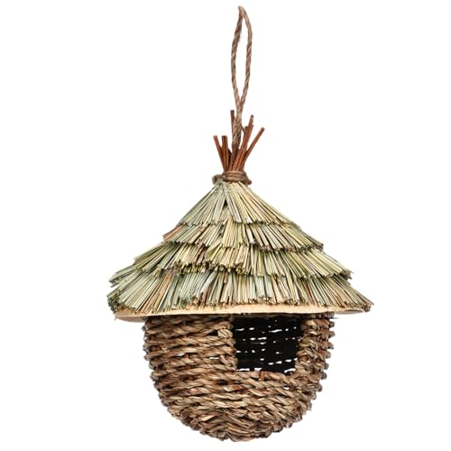 Hummingbird House für außerhalb von 6, 7 x 8, 7 Zoll gewebter Strohhalm Hummingbird Nest Hängende Vogelhaus für Gartendekorationen Vogelliebhaber von Xoeryoy